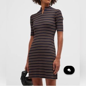 NWOT Theory Short-Sleeve Stripe Zip Mini Dress small